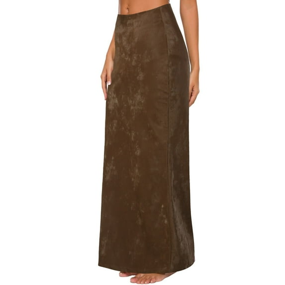 Youmylove Women Basic Solid Color Tie Dye Foldable High Waist Floor Length Maxi Skirt S-3XL Plus Size Casual Versatile Beach Trendy