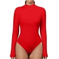 thumbnail image 1 of Youmylove Women Bodysuits Women's Basic Long Sleeve Ribbed Turtleneck Leotard Stretchy Bodysuit Tops Jumpsuits Comfy Body Suits Trendy Bodysuits Tops, 1 of 3