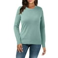 thumbnail image 1 of Youmylove Women Bottoming Shirt Slim Casual Solid Color O-Neck T-Shirts Thermal Knitted Long Sleeved Tops, 1 of 5