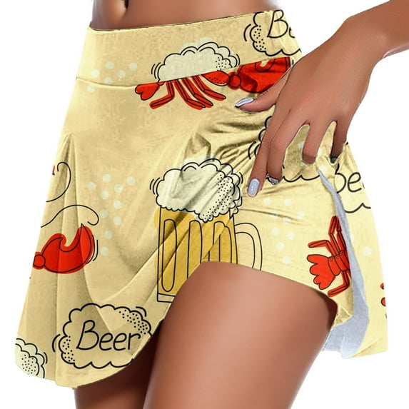 Youmylove Women Casual Printed Tennis Skirt Flower Printed Gradient Yoga Sport Active Short Skirt Versatile Comfy Trendy Leisure