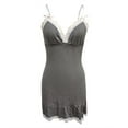 thumbnail image 1 of Youmylove Women Casual Solid Color Spread Collar Camisole Sleepwear Lingerie Nightgown Dress Loungewear Comfy Nightwear, 1 of 8