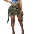 thumbnail image 1 of Youmylove Women Fashion Camo Cargo Skirt High Split Button Ripped Hem Camouflage Mini Skirts With Pockets Versatile Comfy Trendy Leisure, 1 of 9