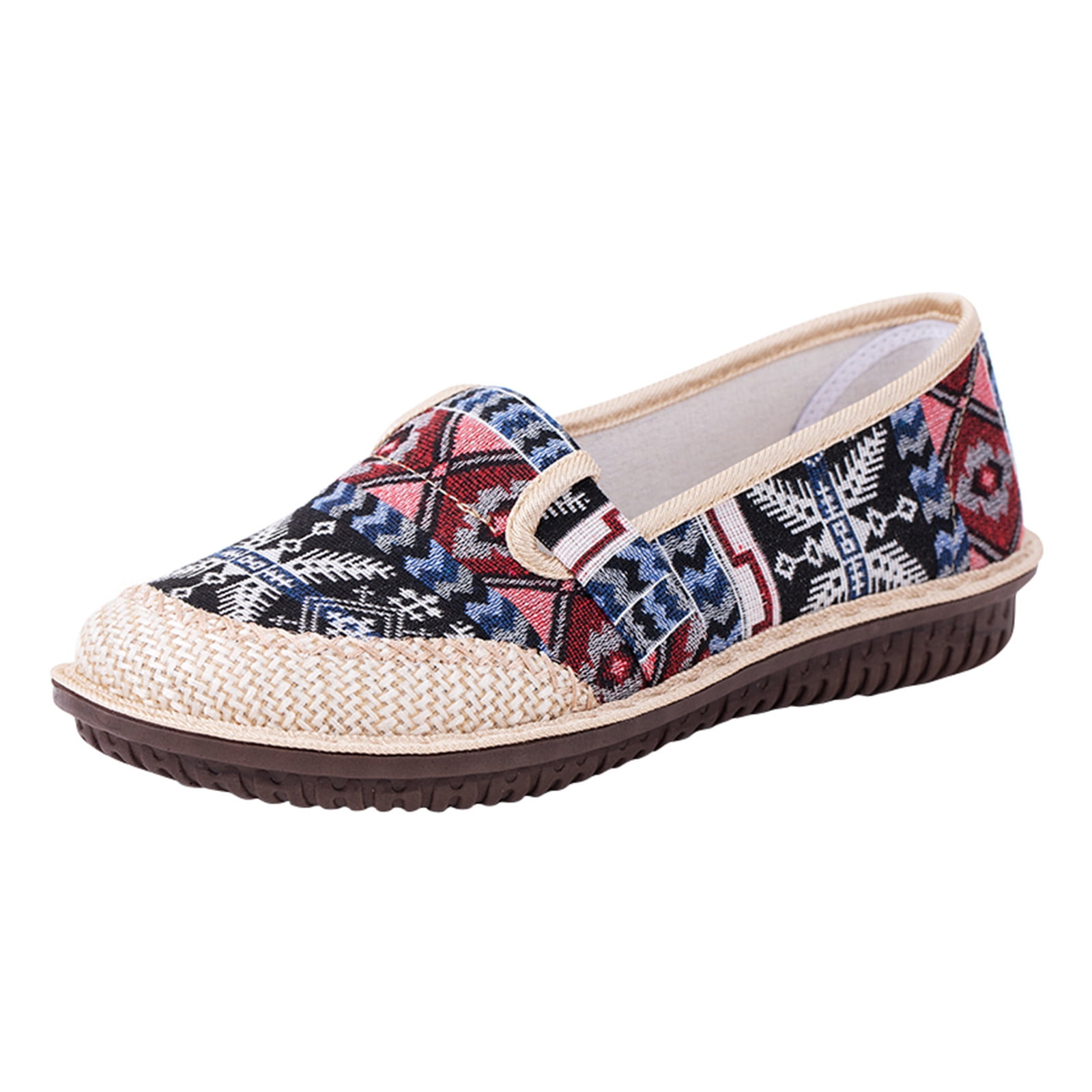 Youmylove Women Flat Shoes Women Embroidered Casual Shoes Lazy On Cloth Shoes Fashion Soft Sole Non- Ultra Light Soft Sole Casual Shoes Zapatos De Mujer Shoes
