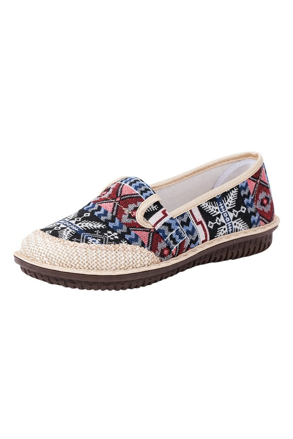 Women Flat Shoes Women Embroidered Casual Shoes Lazy On Cloth Shoes Fashion Soft Sole Non- Ultra Light Soft Sole Casual Shoes Zapatos De Mujer Shoes