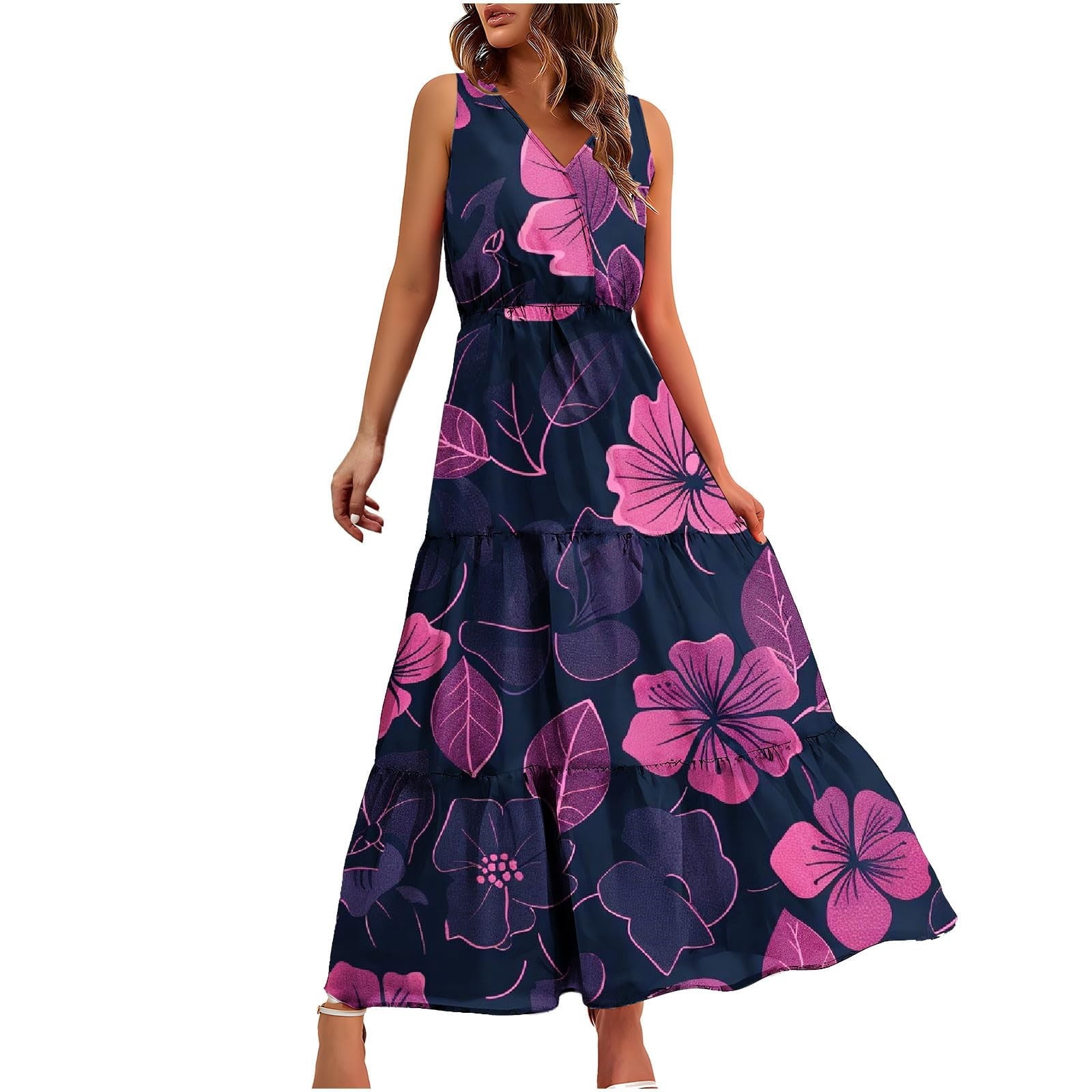 Womens Floral Maxi Dress Chiffon Maxi Dress Women's Vintage Floral Maxi Dress With Pockets Womens Floral Maxi Dress Chiffon Maxi Dress Women's Vintage Floral Maxi Dress With Pockets
