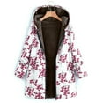 thumbnail image 1 of Youmylove Women Jacket Casual Zip Up Coat Winter Warm Outwear Floral Print Hooded Pockets Vintage Oversize Coats Temperament Versatile Outerwear, 1 of 2