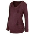 thumbnail image 1 of Youmylove Women Maternity Casual Long Sleeve V-Neck Drawstring Hoodies Thin Sweatshirts Blouse Top With Pocket Comfy, 1 of 7