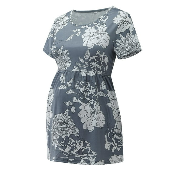Youmylove Women Maternity Casual Short Sleeve Flower Printed T-Shirt Tee Shirts Tops Tunic Blouse Comfy