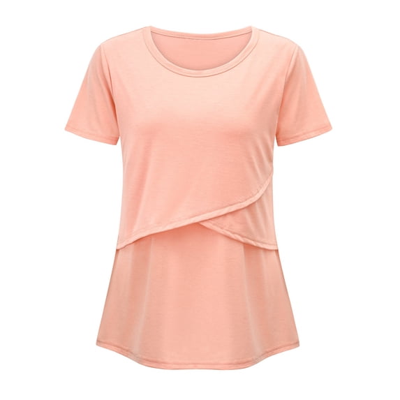 Youmylove Women Maternity Casual Short Sleeve Round Neck Nursing Tops T-Shirt Tee Shirts For Breastfeeding Loose Tee Comfy