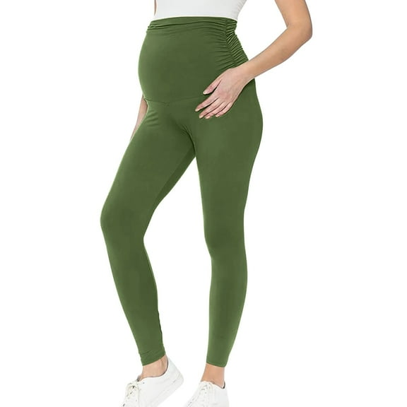 Youmylove Women Maternity Casual Solid Color Elastic Control Hight Waist Long Pants Leggings Soft Pants Pregnant
