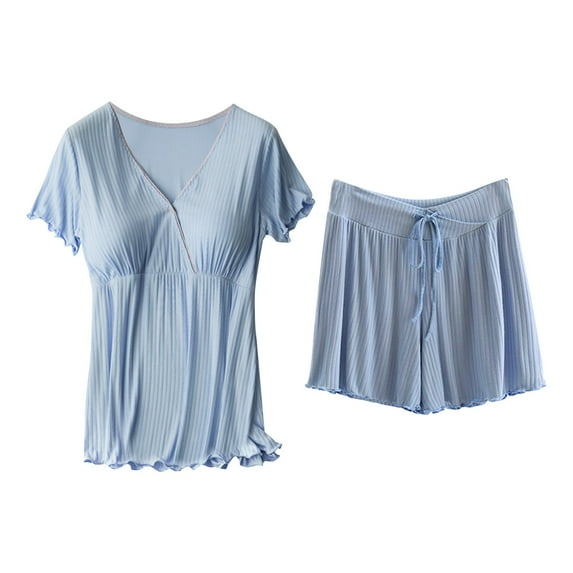 Youmylove Women Maternity Leisure Short Sleeve Top Shorts Sets Breastfeeding Multicolor 7 Color Postpartum Loungewear Pregnant