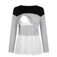 thumbnail image 1 of Youmylove Women Maternity Long Sleeve Striped Printed Nursing Tops Blouse For Breastfeeding Pregnant, 1 of 8