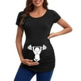 thumbnail image 1 of Youmylove Women Maternity Short Sleeve Crew Neck Cute Funny Graphic Ruched Sides T-Shirt Tee Shirts Tops Pregnancy Tunic Blouse Comfy, 1 of 4