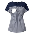 thumbnail image 1 of Youmylove Women Maternity Short Sleeve Striped Layer Nursing T-Shirt Tee Shirts Top For Breastfeeding Comfy, 1 of 4