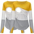 thumbnail image 1 of Youmylove Women Maternity T-Shirt Long Sleeve Crew Neck Striped Printed Nursed Tops Tee Shirts For Breastfeeding 2-Pack Comfy, 1 of 7