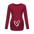 thumbnail image 1 of Youmylove Women Maternity Tee Shirt Irregular Printed Hem Casual Long Sleeve O-Neck Basic Nursed T-Shirt Top Breastfeeding Ladies Stylish Pregnant Clothes, 1 of 2