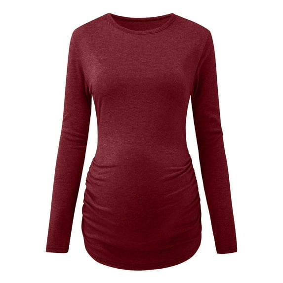 Youmylove Women Maternity Tops Mama Clothes Long Sleeve Scoop Neck Pregnancy T-Shirt Comfy