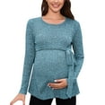 thumbnail image 1 of Youmylove Women Maternity Tshirts Solid Color Hem Casual Long Sleeve Crew Neck Basic Nursed T-Shirt Tee Shirts Top Breastfeeding Comfy, 1 of 9