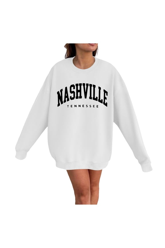 Women Nashville Adult Unisex Crewneck Sweatshirt Pullover Classic Streetwear