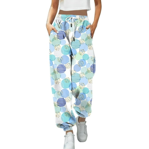 Youmylove Women Pants Fashion Trousers Polka Dot Printed Leggings Sports Casual Sweatpants Workout Comfy Joggers Streetwear