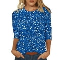 thumbnail image 1 of Youmylove Women Round Neck T-Shirt With Shiny Bright Print Comfortable Three Quarter Sleeve Casual Top Stylish Dailywear, 1 of 4