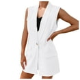 thumbnail image 1 of Women Sleeveless Blazer Jacket Vest Solid Color Pocket Lapel Button Suit Vest Daily Wear, 1 of 5