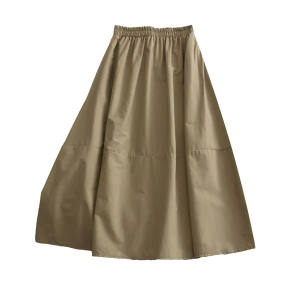 Youmylove Women Solid Color Casual Irregular Lacing Medium Length Large Swing A-Line Skirt Versatile Comfy Trendy Leisure