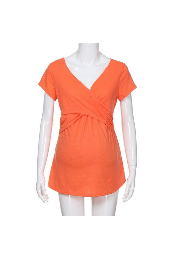 Women Solid Color Nursing Baby For Maternity Multifunctionl Blouse T-Shirt Tee Shirts Pregnant