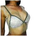 thumbnail image 1 of Youmylove Women Summer Tank Top Sexy Rhinestone Mesh Tank Tops See Through Crop Top Basic Trendy Clothes, 1 of 4