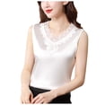 thumbnail image 1 of Youmylove Women Summer Tank Top V Neck Net Yarn Sleeveless Tank Top New Summer Fashion Lace Undershirt Satin Vset Stylish Flowy Casual Tops, 1 of 4