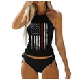 thumbnail image 1 of Youmylove Women Swimwear Tankini American Flag Printed Swimsuit Backless 2PCS Tie Dye Printing Flower Adjustable Multicolor Padded Strap Bathing Suits Sexy Vacation Beach Wear Boho Beachwear, 1 of 4
