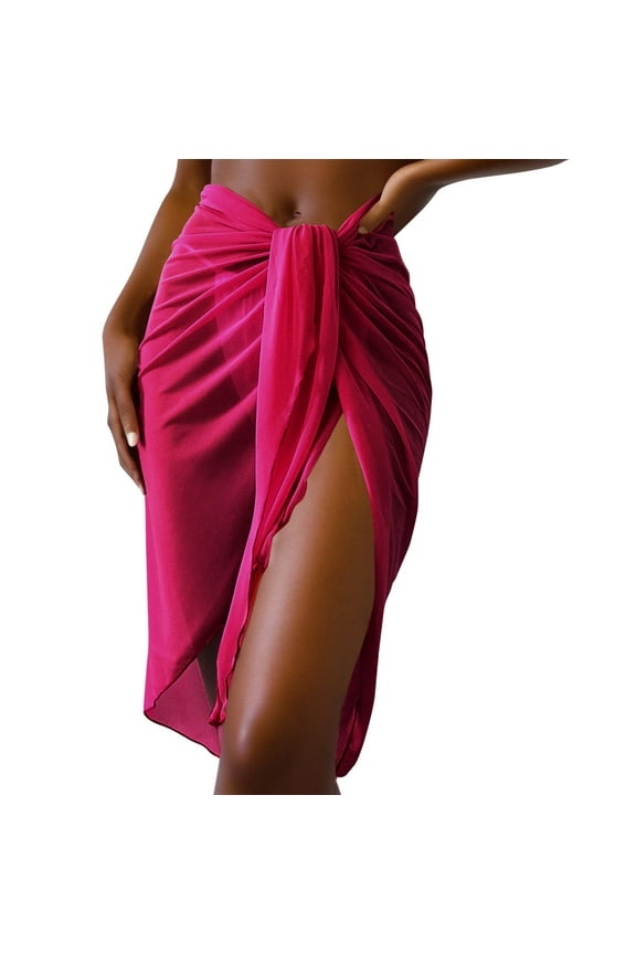 Women Swimwears Sheer Wrap Knot Waist Skirt Cover Up Skirt Beach Wrap Bikini Shiny Wraps Cover Ups For Swimwear Leisure Fashion Swim Wear
