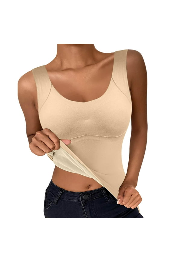 Women Tank Top Thermal Underwear Tank Tops Lined Base Layer Cold Weather Winter Thermal Shirts Long Thermal Undershirts Stylish Flowy Casual Tops