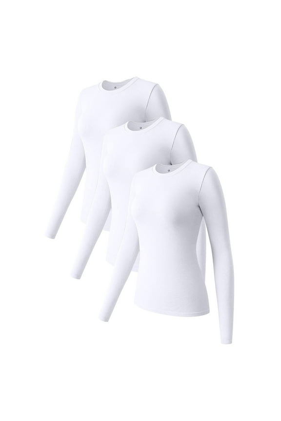 Women's Turtleneck Long Sleeve Thermal Tops Womens 3 Piece Tops Crew Neck Stretch Fitted Layer Tee Shirts Tops Womens Thermal Underwear Tops