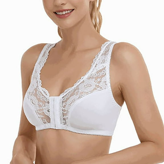 Youmylove Women's Bras Women Push Up Bras Lace Front Closure No Underwire Bralettes Wireless Underwear Full Coverage Everyday Bra Seamless Body Shaper