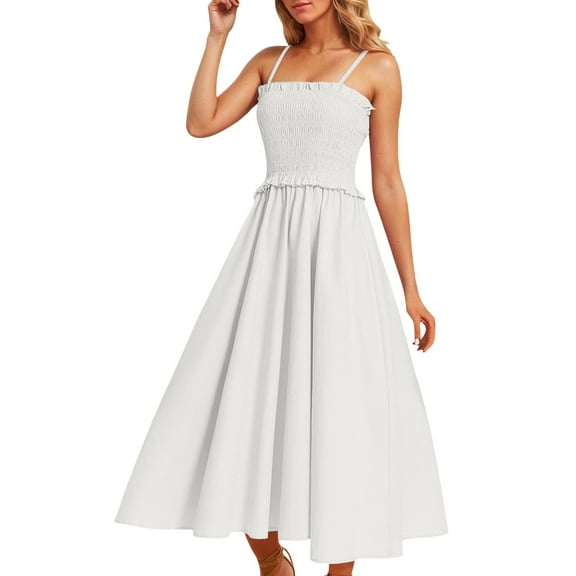 Youmylove Women's Summer Floral Dress Womens Summer Boho Midi Dress Spaghetti Strap Elegant Maxi Party Dresses Boho Vacation Sundress