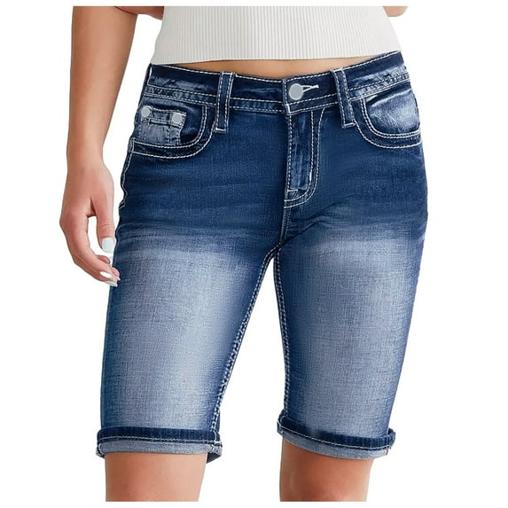 Youmylove Women's Summer Shorts High Waisted Wide Leg Pants Straight Denim Jeans Casual Baggy Trousers Holiday Beach Shorts