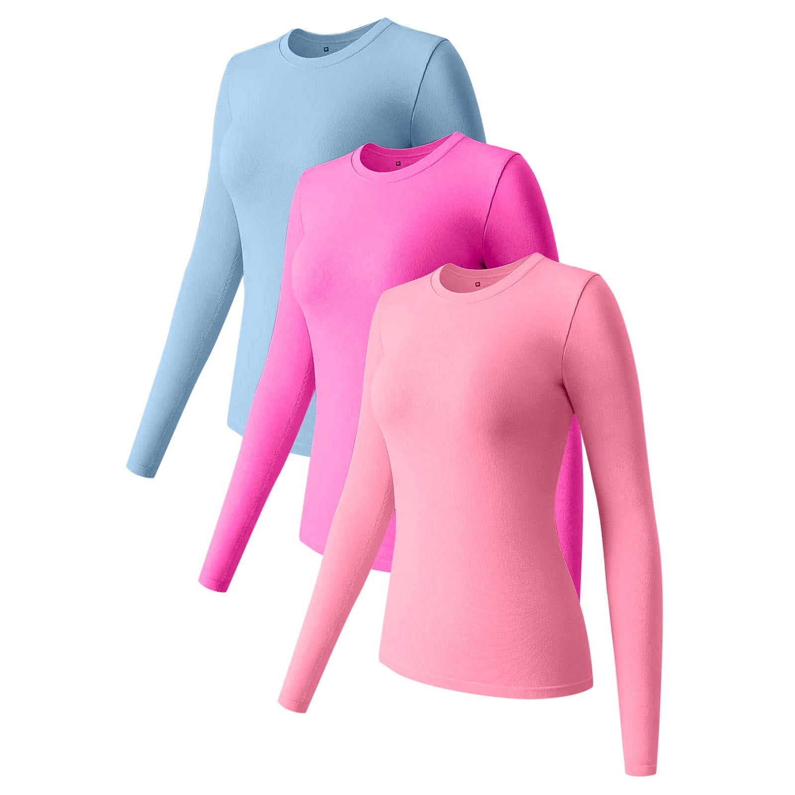 A2Y Women's Basic Solid Long Sleeve V Neck Fitted Thermal Top Shirt White L