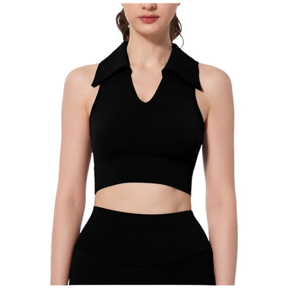 Youmylove Womens 2025 Trendy Top Workout Crop Tops Collared Sleeveless Tank Top Athletic Golf Polo Shirts Exercise Gym Yoga Tops Beach Vacation Shirts