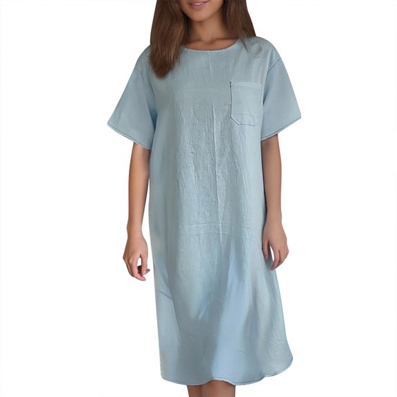 Youmylove Womens Casual Loose Dress 2025 New Women's Cotton Linen Dresses Summer Short Sleeve Comfy Beach Wear Vacation Clothes Vacation Beach