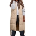 thumbnail image 1 of Youmylove Womens Coats Long Vest With Hood&Pocket Warm Gilet Thick Fleece Quilted Jacket Sleeveless Coats Stylish Over Coats, 1 of 4