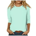 thumbnail image 1 of Youmylove Womens Fashion Tops Trendy T Shirts Women 3/4 Sleeve Top Summer Casual Versatile Raglan Shirt Round Neck Casual Shirt Top Trendy Blouses Business Casual Outfits, 1 of 5