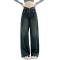 thumbnail image 1 of Youmylove Womens High Waist Jeans Stretch Straight Jeans Baggy Jeans Streetwear Casual Vintage Denim Pants Loose Straight Leg Trousers Relaxed Fit Denim Casual Pants, 1 of 9
