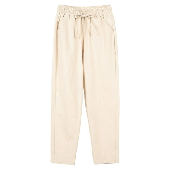 Youmylove Womens Linen Pants With Pockets Loose Summer High Waisted Palazzo Pants Wide Leg Long Pant Trousers With Pocket Comfy Lightweight Joggers with Pockets