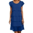 thumbnail image 1 of Youmylove Womens Summer Dresses 2025 Women Chiffon Dress Round Neck Elegant Evening Dresses Short Sleeve Ruffles Casual Mini Dress Flowy Loose Comfy Dress, 1 of 5