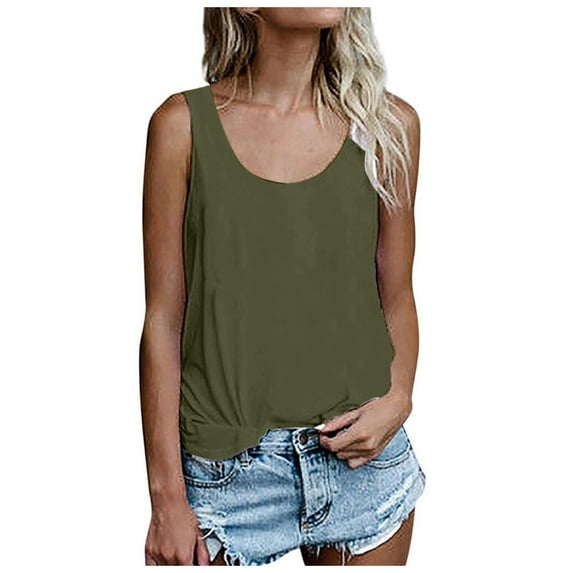 Youmylove Womens Tank Tops 2025 Sleeveless Summer Tops O Neck Solid Color Casual Shirts Loose Fit T Shirts Tunic Blouse Tank Tops Comfy Basic Shirts