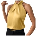 thumbnail image 1 of Youmylove Womens Trendy Tops Silk Satin Casual Sleeveless Neck Tank Top Summer Curved Hem Lightweight Dressy Blouses Shirt Stylish Flowy Casual Tops, 1 of 5