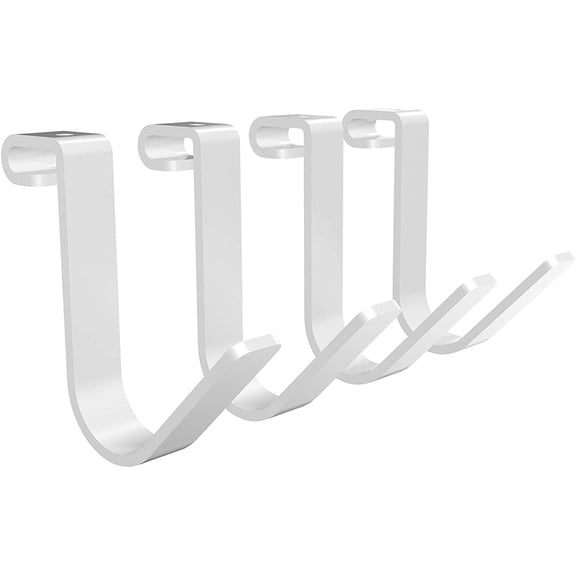 YounGG 4 Pack Add On Storage Rail Hook Accessory for Ceiling Rack and Wall Shelving, Max Weight Capacity up to 50lbs, White