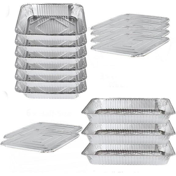 YounGG Disposable Chafing Dish Buffet Set Food Warming Trays Replacement - 3 Water Food Warmer Pans - 6 Foil Pans - 6 Lids - Buffet Set Trays Food Warmers for Parties & Events