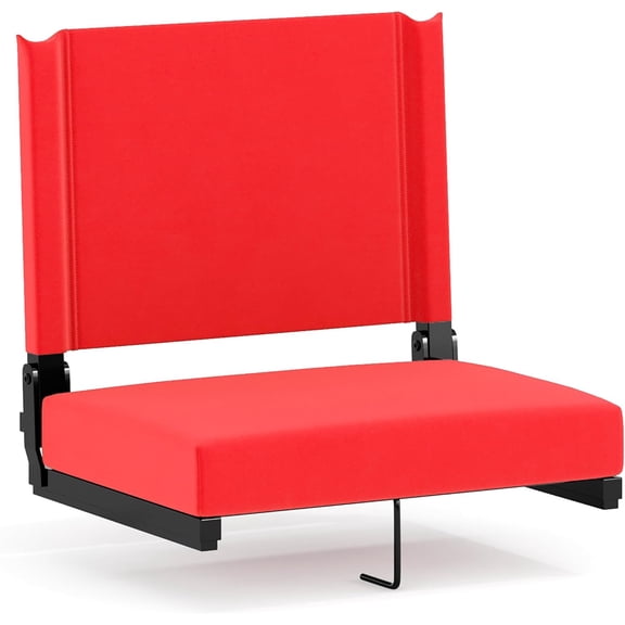 YounGG Grandstand Portable Stadium Seat for Bleachers or Benches, Folding Padded Stadium Chair with Carrying Handle, 500 lb. Weight Capacity, Red